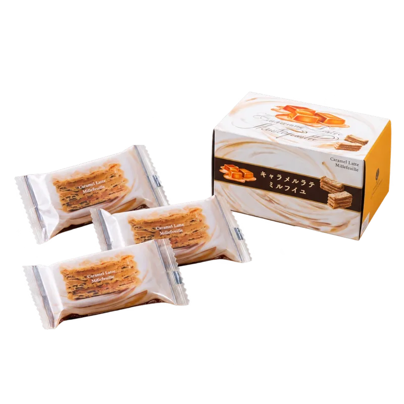 キャラメルラテミルフイユ 3個入のパッケージ