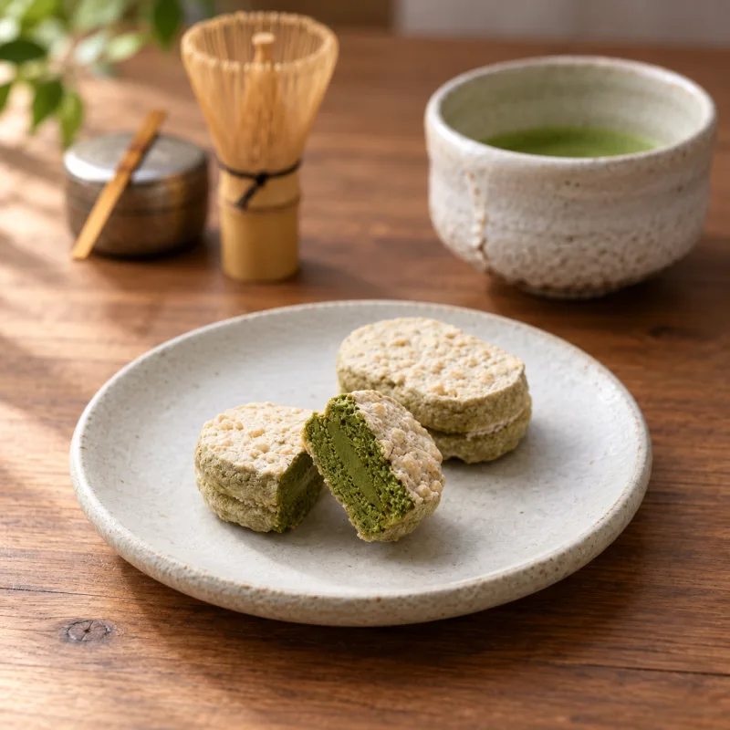京都宇治抹茶 ダックワーズの盛り付けイメージ