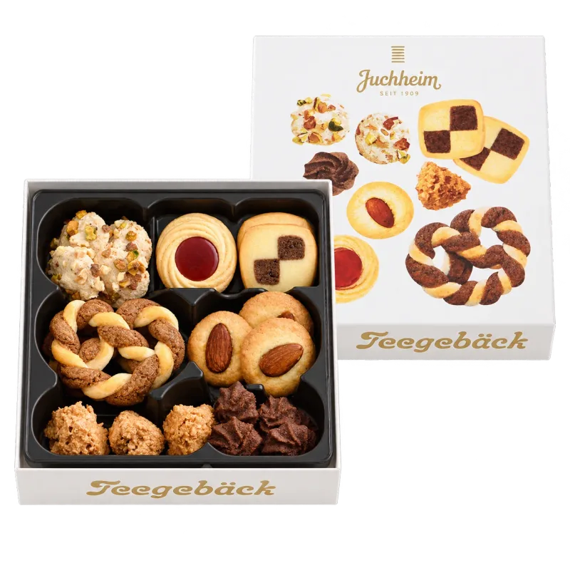 テーゲベック85gの箱とビスケットの詰め合わせのパッケージ