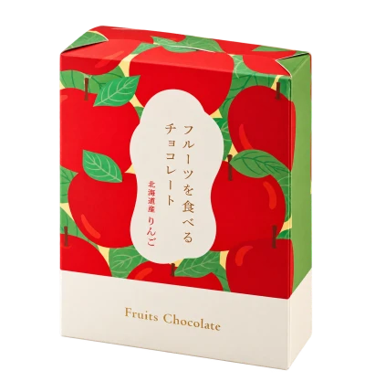 フルーツを食べるチョコレート（りんご）：箱・パッケージ