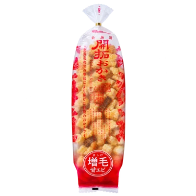 北海道開拓おかき 増毛甘エビ：箱・パッケージ