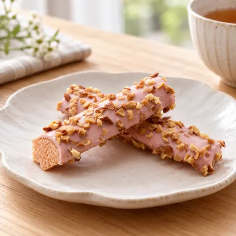 博多バームスティック あまおう苺チョコ：雰囲気と断面