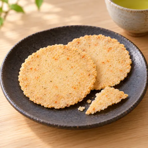 めんべい あごだし：雰囲気と断面