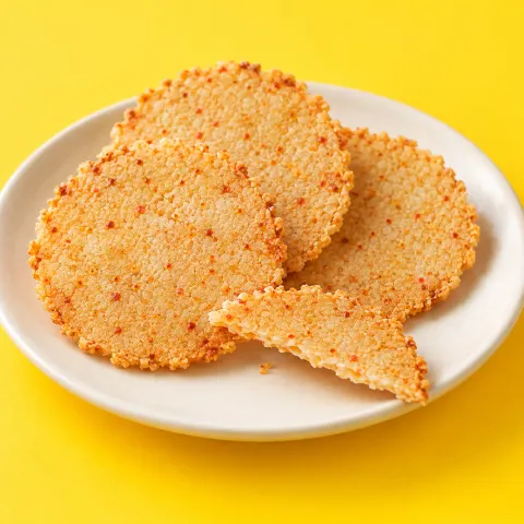 めんべい 明太バター風味：雰囲気と断面