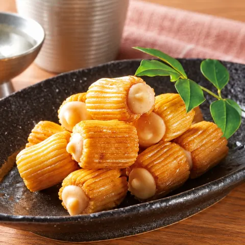 めんたいチーズおかき：盛り付け例