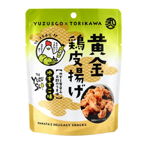 黄金鶏皮揚げ ゆずすこ味：箱・パッケージ