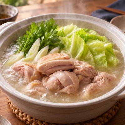 博多華味鳥 水たきセット：盛り付け