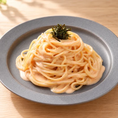 博多明太子のクリームパスタソース：盛り付け