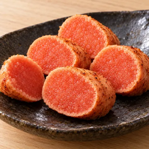 炙りめんたい：雰囲気と断面