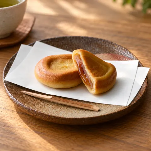 みたらし饅頭：雰囲気と断面
