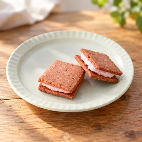 あまおうサンドクッキー：雰囲気と断面