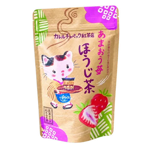 あまおう苺ほうじ茶：箱・パッケージ