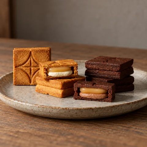 バターサンド2種詰合せ〈チョコレート〉：雰囲気と断面