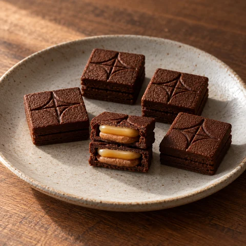 バターサンド〈チョコレート〉：雰囲気と断面