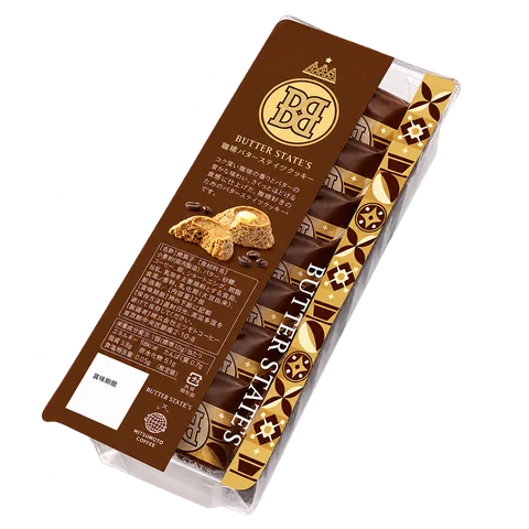 三本珈琲×BUTTER STATE's  珈琲バターステイツクッキー：箱・パッケージ