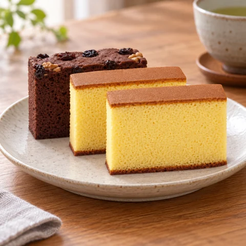 カステラ・オランダケーキ詰合せ：雰囲気と断面