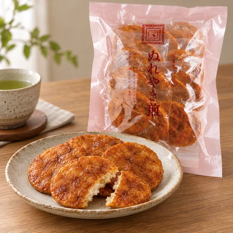 ぬれやき煎：雰囲気と断面