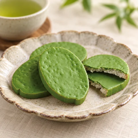 辻利京茶ラスク抹茶：雰囲気と断面