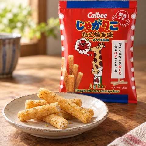 じゃがりこ たこ焼き味ソースマヨ風味：雰囲気と断面