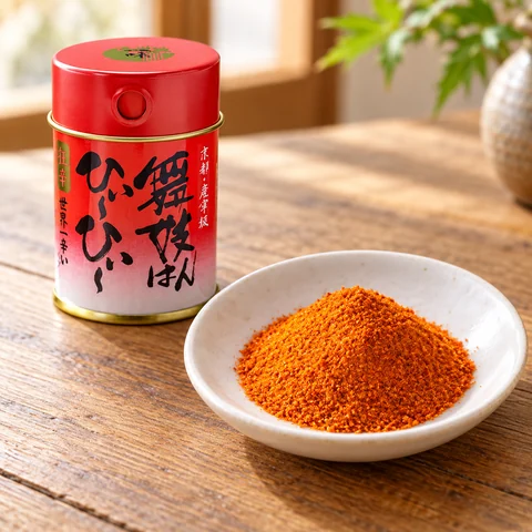 舞妓はんひぃ~ひぃ~一味 缶：雰囲気と断面