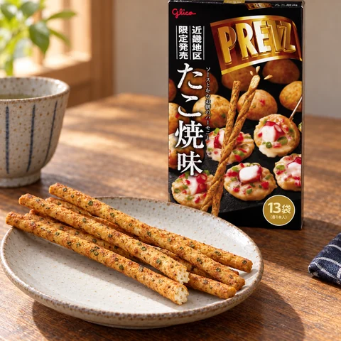 ジャイアントプリッツ たこ焼き味：雰囲気と断面