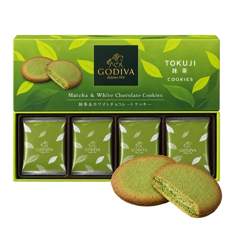 ゴディバ 抹茶＆ホワイトチョコレートクッキー：箱・パッケージ