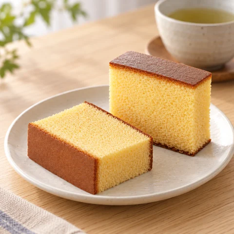 おやつカステラ：雰囲気と断面