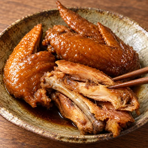 さんわの手羽煮 醤油味：雰囲気と断面