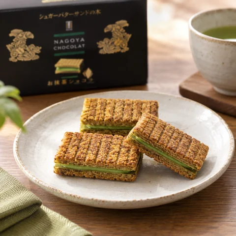 シュガーバターサンドの木 お抹茶ショコラ：雰囲気と断面
