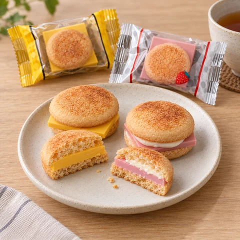 キャプテンスイーツバーガー セット：雰囲気と断面