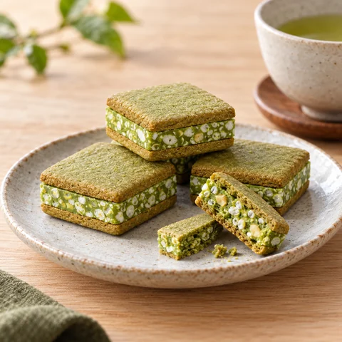 お抹茶ショコラサンド 茶の福：雰囲気と断面