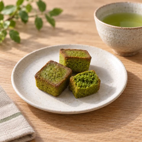 バターミルクケーキ 宇治抹茶：雰囲気と断面