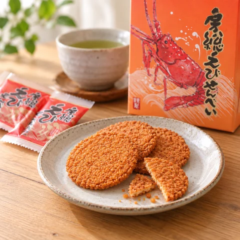房総えびせんべい：雰囲気と断面