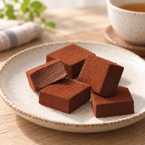 生チョコレート［マイルドミルク］：雰囲気と断面