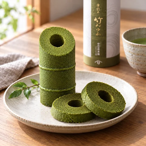 京抹茶 竹バウム：雰囲気と断面
