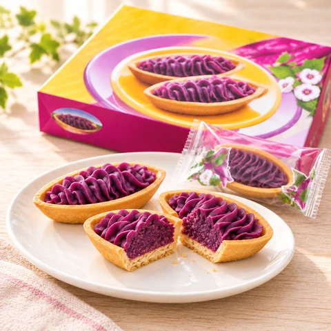 御菓子御殿 紅いもタルト：雰囲気と断面