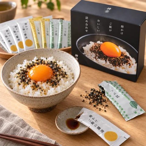 卵かけご飯がおいしい詰め合わせ：雰囲気と断面