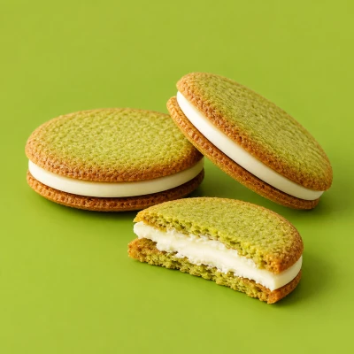 ピスタチオチーズラングドシャ：雰囲気と断面
