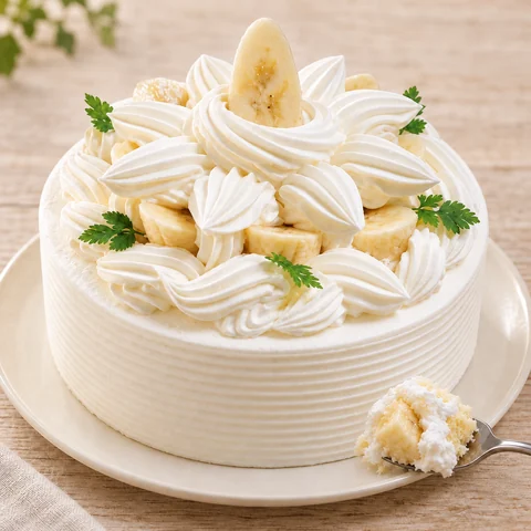 バナナショートケーキ：雰囲気と断面